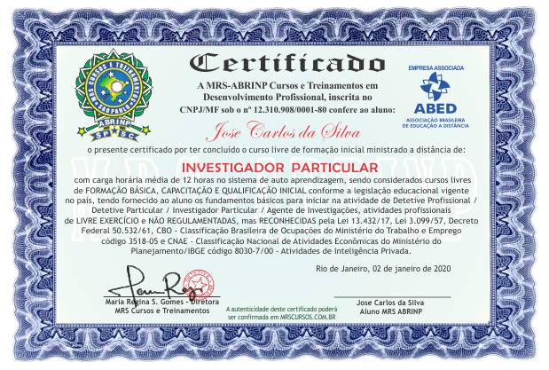 certificado de detetive criminal particular