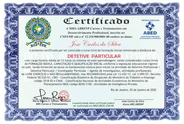 certificado de detetive particular